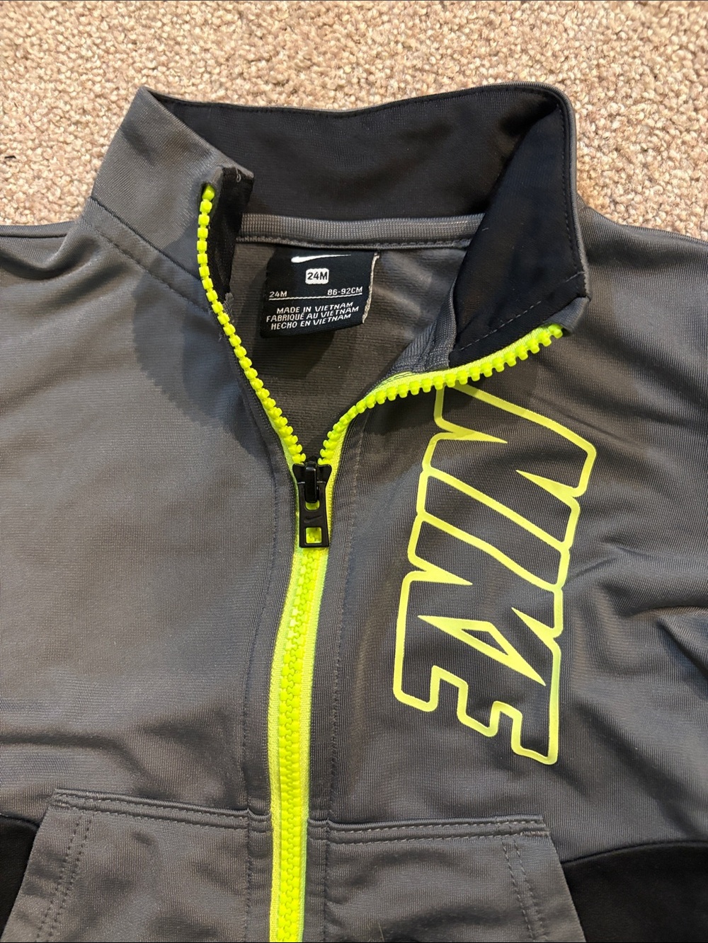 Nike Gray & Black Tracksuit with Neon Yellow Accents - Picture 2 of 4
